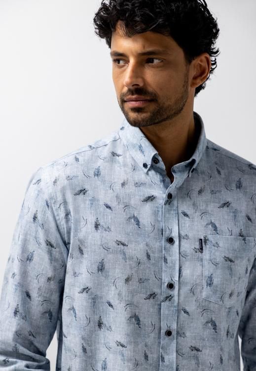 State of Art Shirt LS Print Twill grijsblauw:donkerblauw 21426233