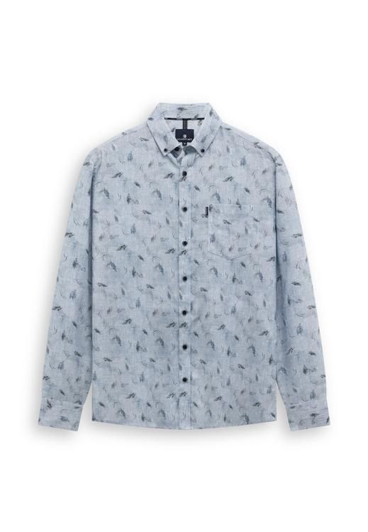 State of Art Shirt LS Print Twill grijsblauw:donkerblauw 21426233