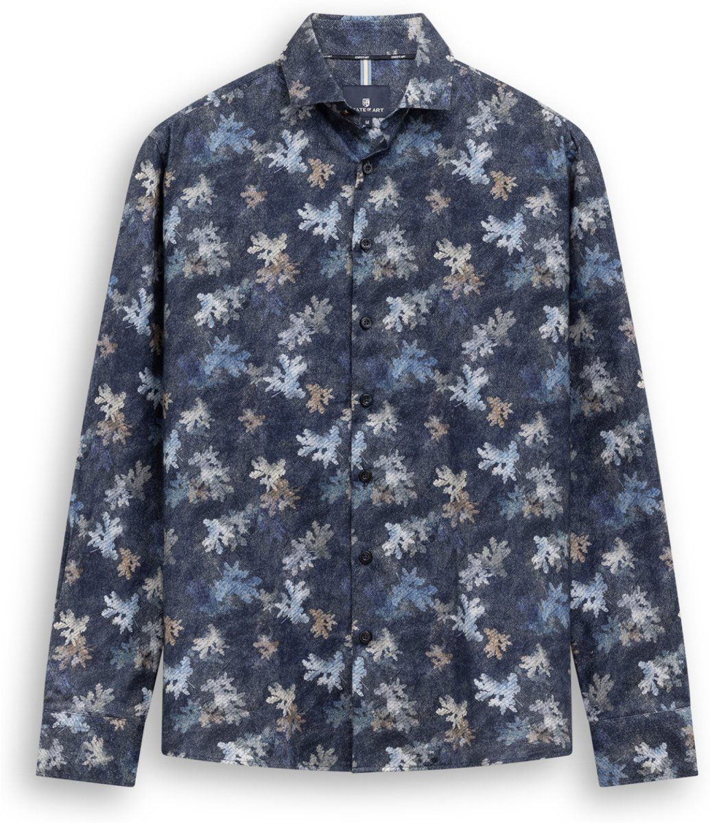 State of Art Shirt LS Print Flann donkerblauw:grijsblauw 21426208