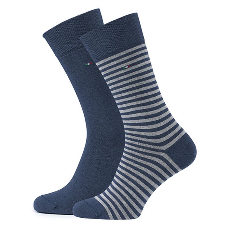 Carlo Lanza 2-pack katoen sokken royalblauw/stre Royal blue 151