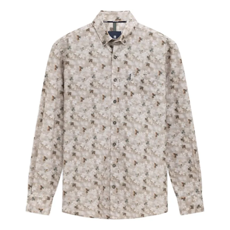 State of Art Shirt LS Print Fine taupe:cognac 21426254