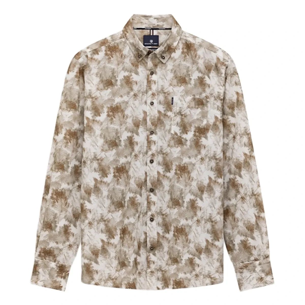 State of Art Shirt LS Print Fine mosgroen:cognac 21426252