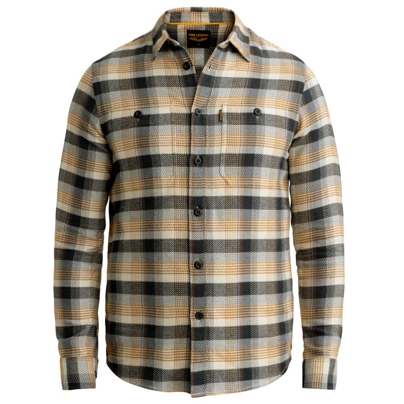 PME Legend Long sleeve shirt yarn dye check Golden Brown PSI2608216