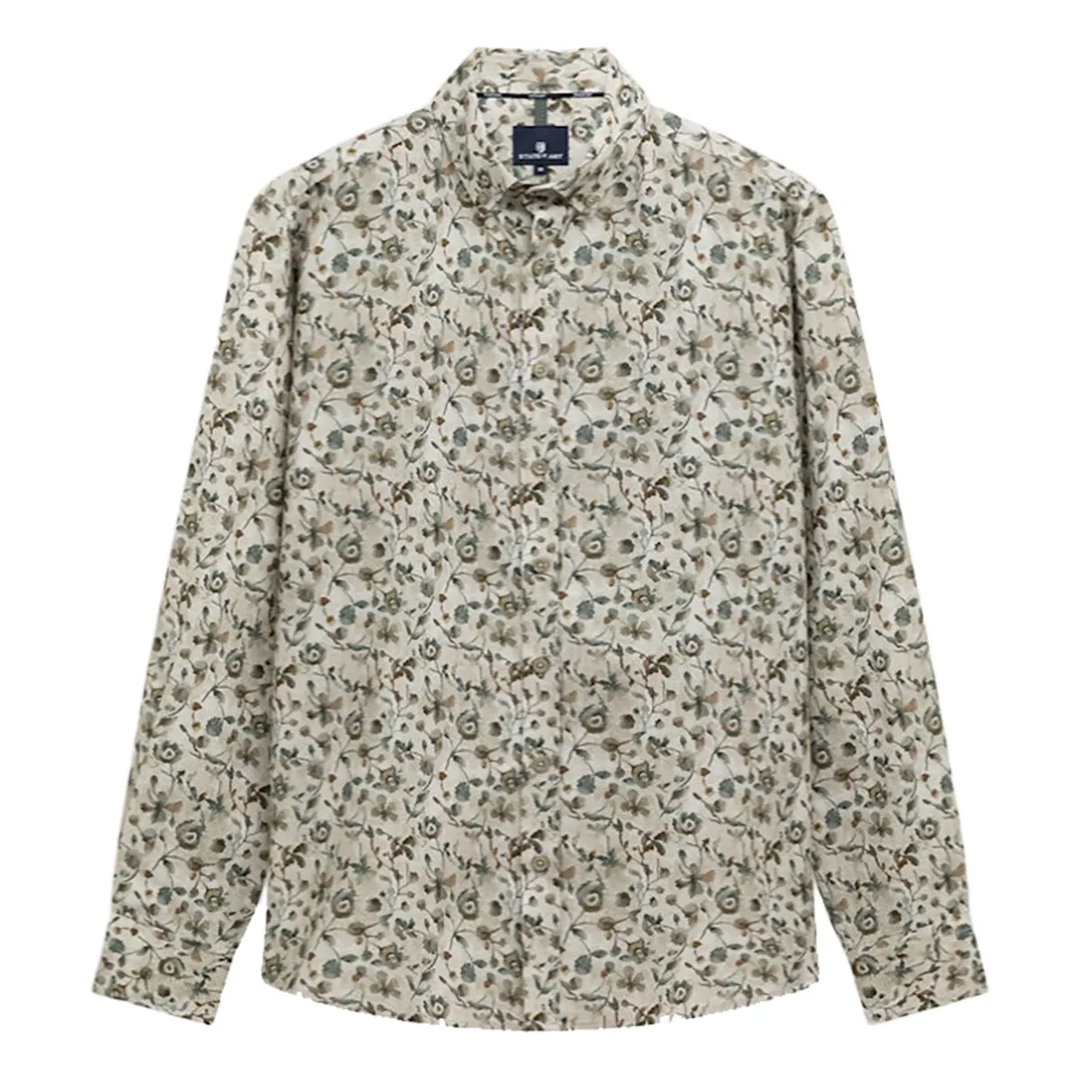 State of Art Shirt LS Print Twill bladgroen:Grint 21426223