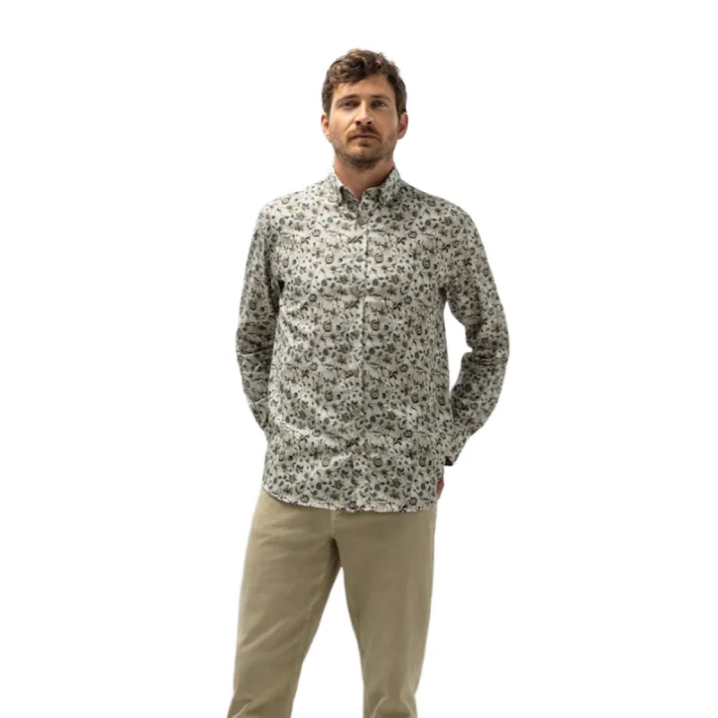 State of Art Shirt LS Print Twill bladgroen:Grint 21426223