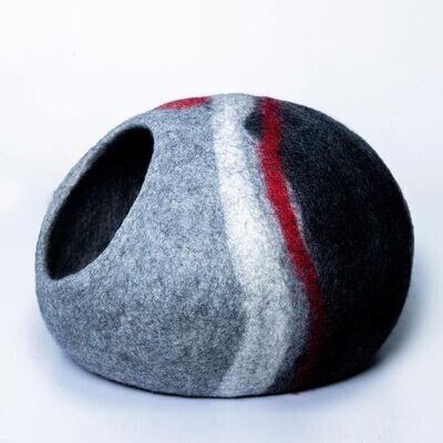 WhimsiStripe: Multi-Color Strap Round Shape Felt Cat Cave