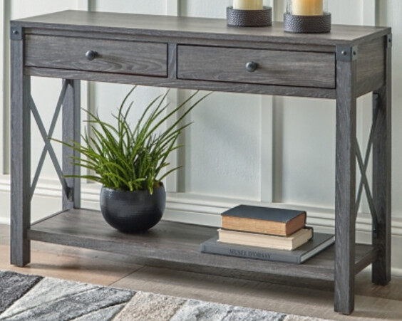 Freedan Grayish Brown Sofa/Console Table