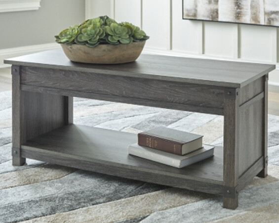 Freedan Grayish Brown Lift-Top Coffee Table