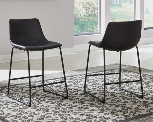 Centiar Upholstered Barstool (2/CN)-Black