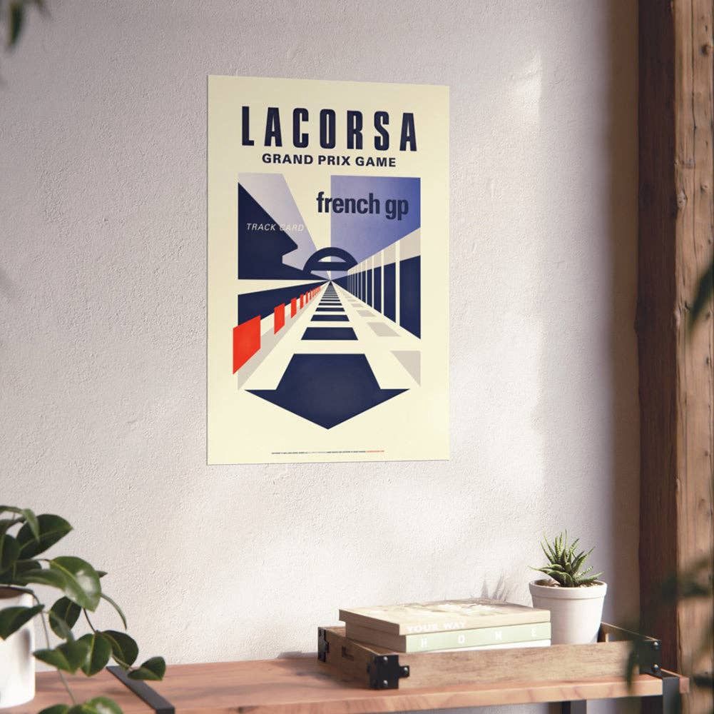 LACORSA GRAND PRIX GAME - Lacorsa Racing Board Game French GP Track Card Giclée Matte Poster, Paper: Matte, Size: 12″ x 18″ (Vertical)