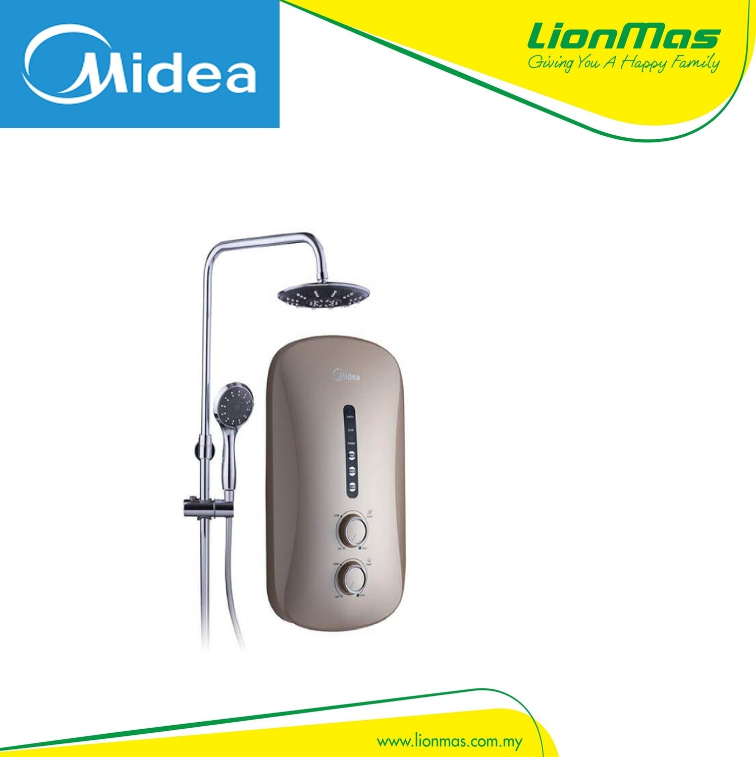 MIDEA WATER HEATER WITH PUMP & RAIN SHOWER MWH-38P3RS