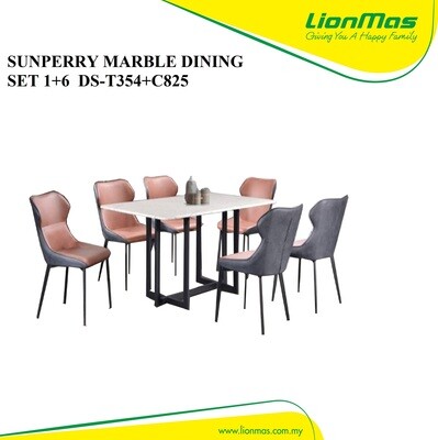 SUNPERRY MARBLE DINING SET 1+6 DS-T354+C825