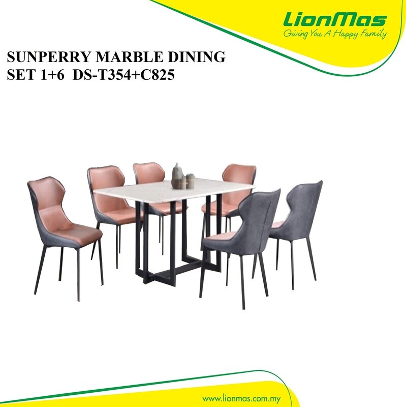 SUNPERRY MARBLE DINING SET 1+6 DS-T354+C825 SUNPERRY MARBLE DINING SET 1+6 DS-T354+C825