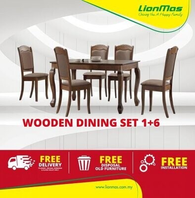 Solid Wooden Dining Set 1+6