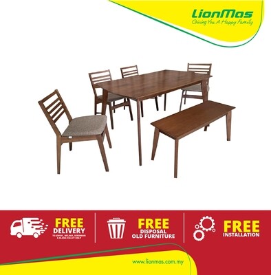 Solid Wood Dining Table 1/4 Chairs/Bench Chair