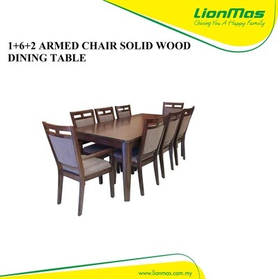 Wooden Dining Set (1+6+2 Arm Chairs)