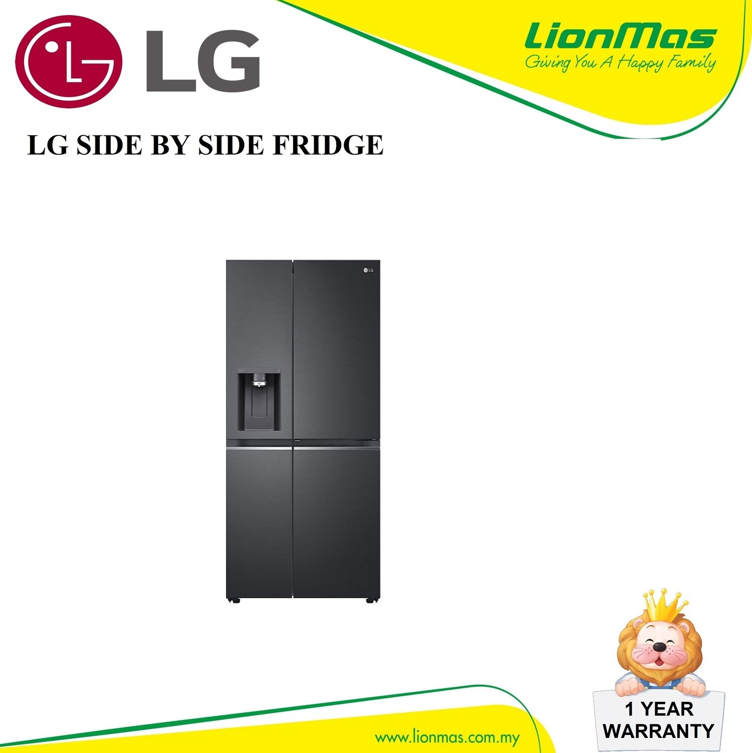 LG 635L SIDE BY SIDE FRIDGE WITH DOOR IN DOOR & DISPENSER GC-J257CQES