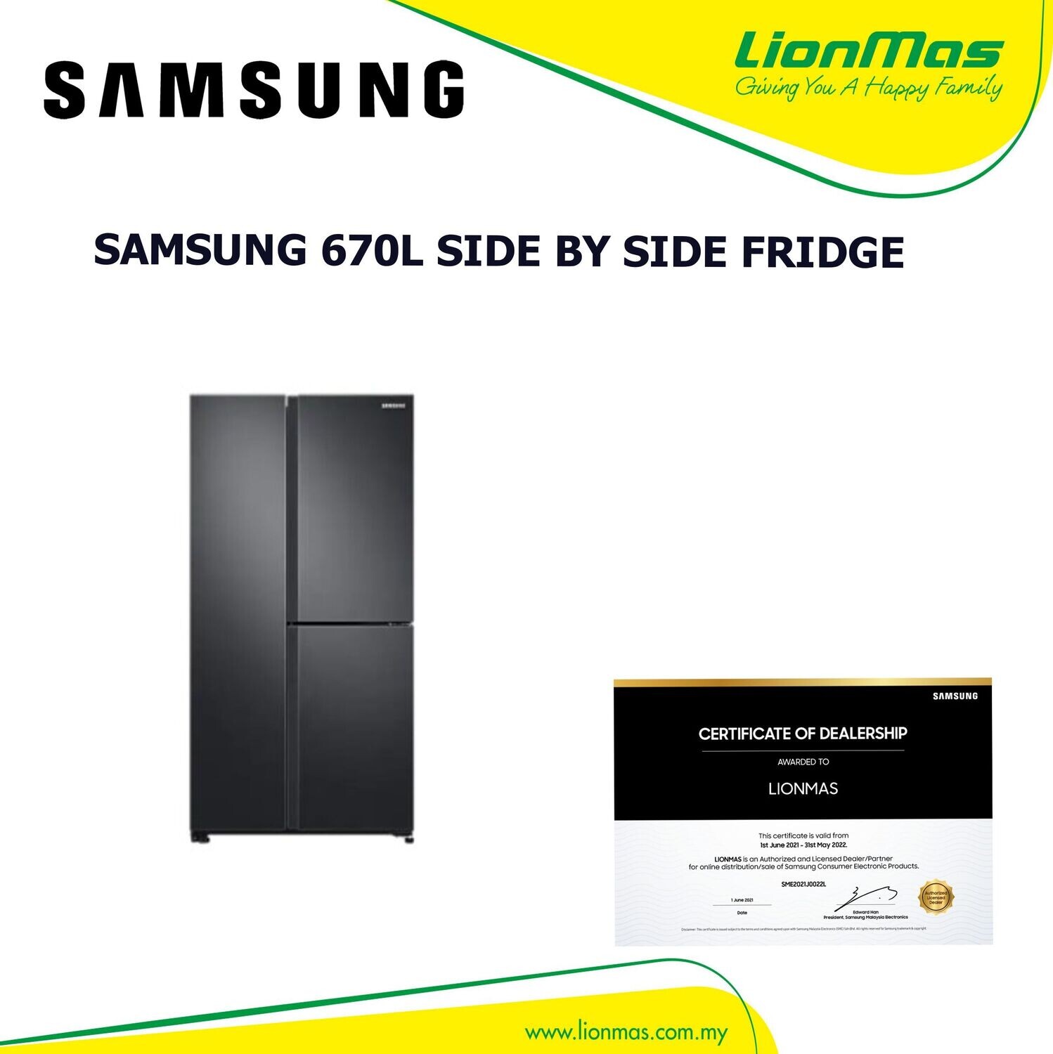 SAMSUNG 670L INVERTER SIDE BY SIDE WITH LARGE CAPACITY (SPACEMAX) RS63R5591B4