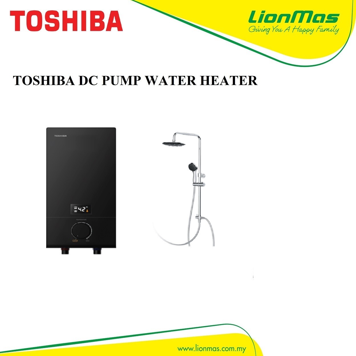 TOSHIBA WATER HEATER (WITH PUMP + RAIN SHOWER) DSK-38ES3MB-RS