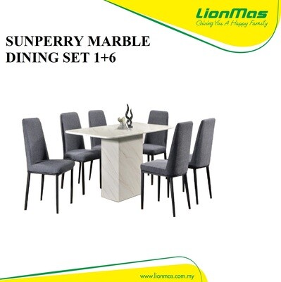 SUNPERRY MARBLE DINING SET 1+6 T332+C202
