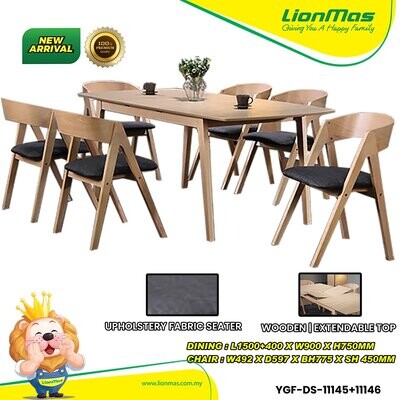 WOODEN 1+6 EXTENDABLE DINING SET YGF-DS-11145+11146