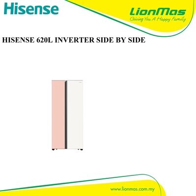 HISENSE 620L INVERTER SIDE BY SIDE REFRIGERATOR IN PINK&WHITE RS688N4AWPU