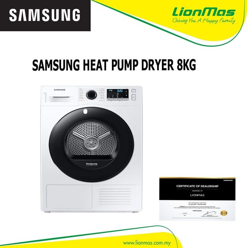 SAMSUNG HEAT PUMP DRYER 8KG DV80TA220AE SAMSUNG HEAT PUMP DRYER 8KG DV80TA220AE