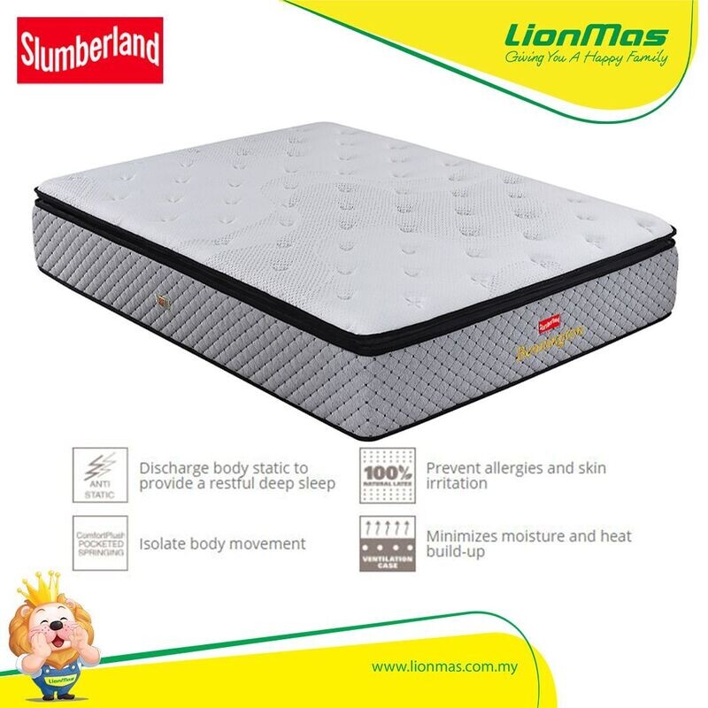 SLUMBERLAND Bennington 14″ 100% Natural Latex Pocketed Spring Mattress