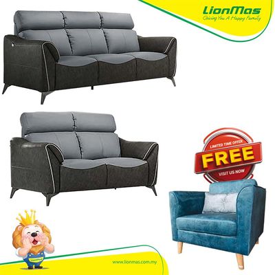 2+3 Premium Fabric SOFA ( FREE 1 SEATER VALVET SOFA)