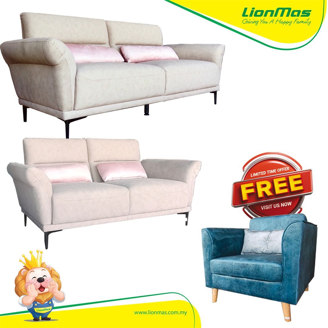 2+3 Fabric Sofa (FREE 1 SINGLE SEATER SOFA)