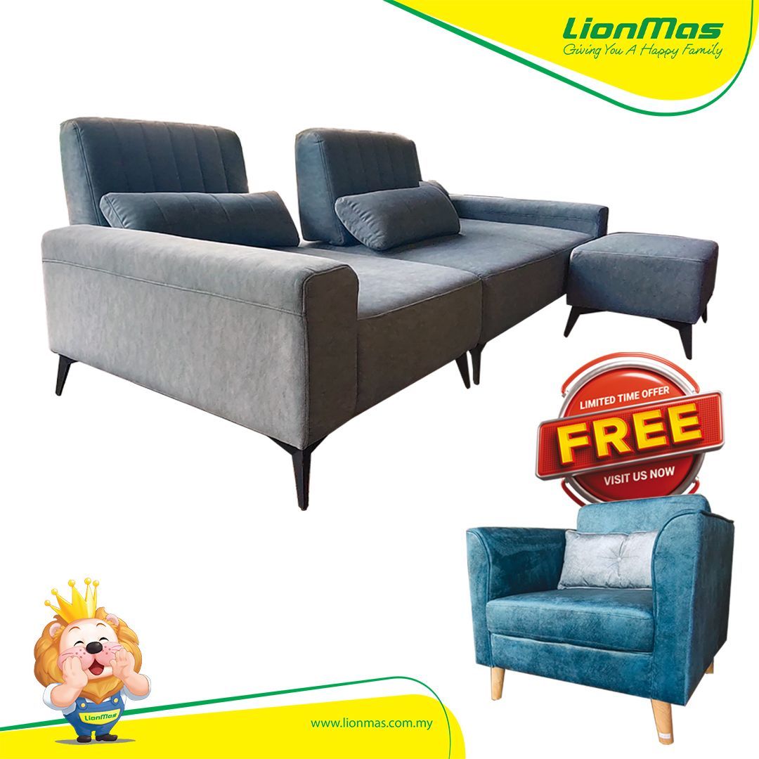 Retractable Pull Back 3 Seater+ Stool (  FREE Single Seater Sofa)