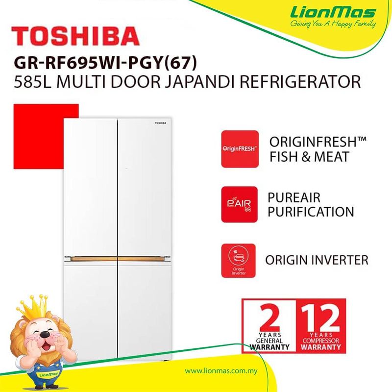 Toshiba GR-RF695WI-PGY(67) 585L Multi Door Japan Refrigerator Toshiba GR-RF695WI-PGY(67) 585L Multi Door Japan Refrigerator