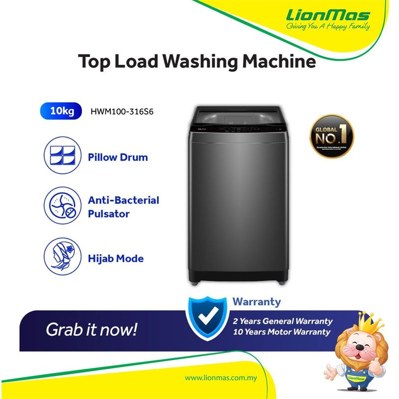 Haier 10kg Hijab mode Top load Washing Machine / Washer / 洗衣机 HWM100-316S6