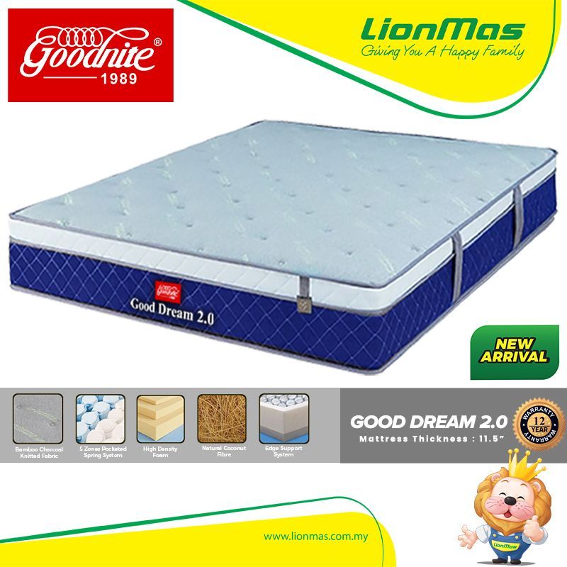 GOODNITE GOOD DREAM 2.0 5 ZONE POCKET SPRING MATTRESS (Queen) GOODNITE GOOD DREAM 2.0 5 ZONE POCKET SPRING MATTRESS (Queen)