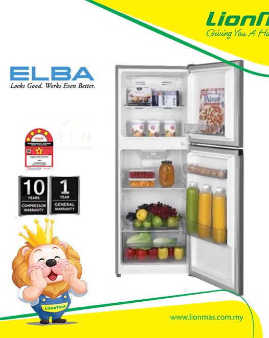 ELBA 240L TOP MOUNT FRIDGE / 4 STAR / AUTO DEFROST / 2 DOOR - ER-R2438(GR)