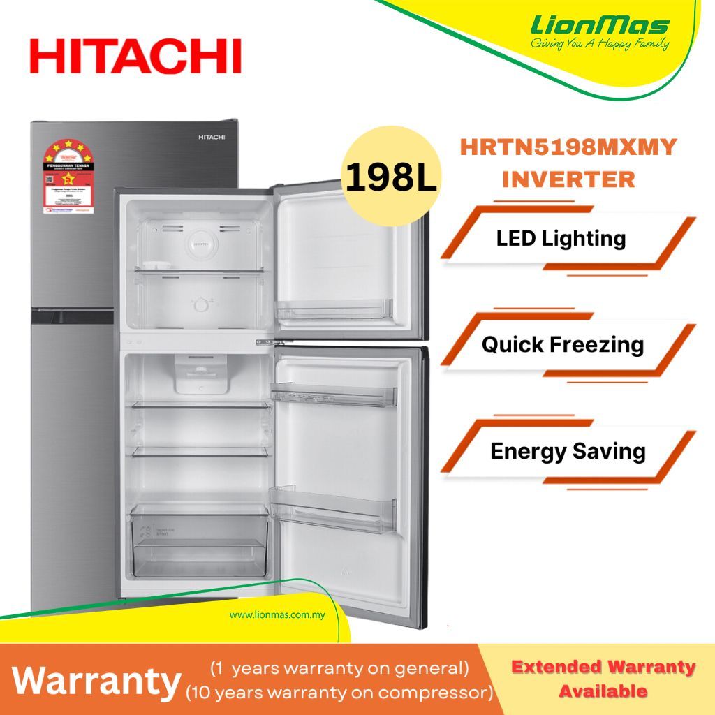 Hitachi 198L 2 Door New Stylish Refrigerator HRTN5198MXMY