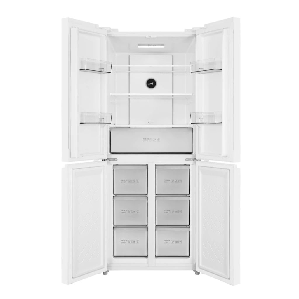 TCL 550L 4 Door Refrigerator Glass White TR-C550CGWP - No Frost | Twin Eco Inverter | AAT | LED Light | Free Built-In