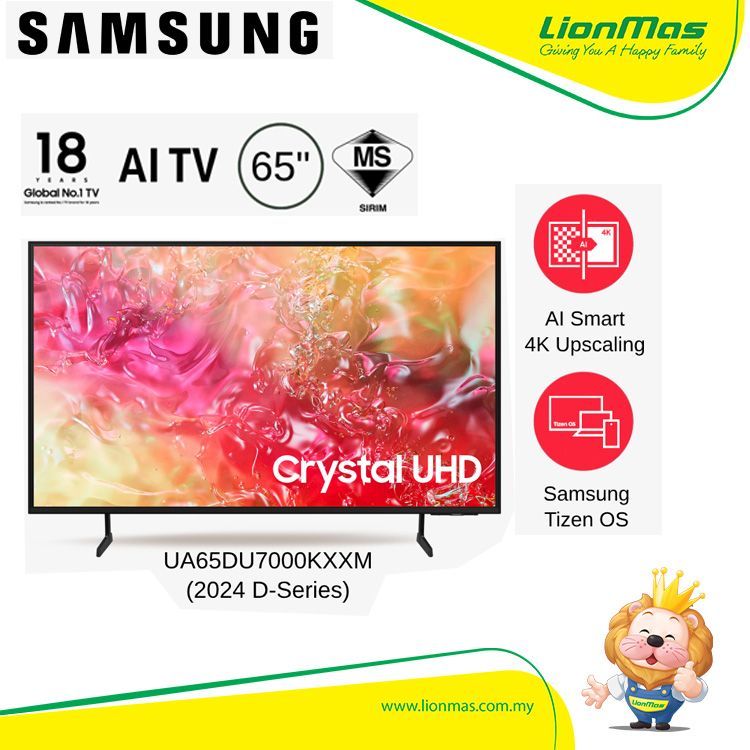 Samsung (65 Samsung (65"/65 Inch) DU7000 4K UHD Smart AI TV (2024) | UA65DU7000KXXM 65 Inch TV Television