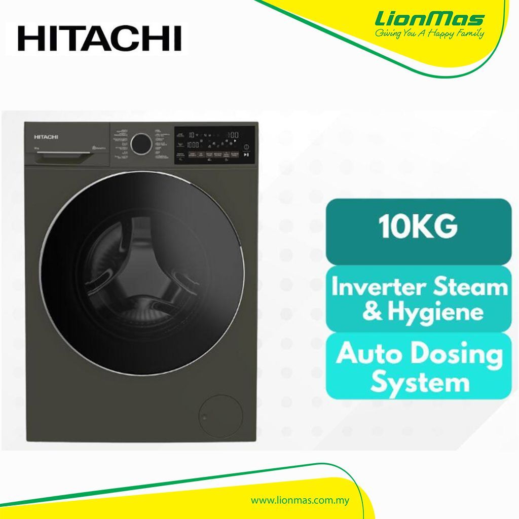 Hitachi 10KG Inverter Steam & Hygiene Front Load Washing Machine BD-100XFVEADM