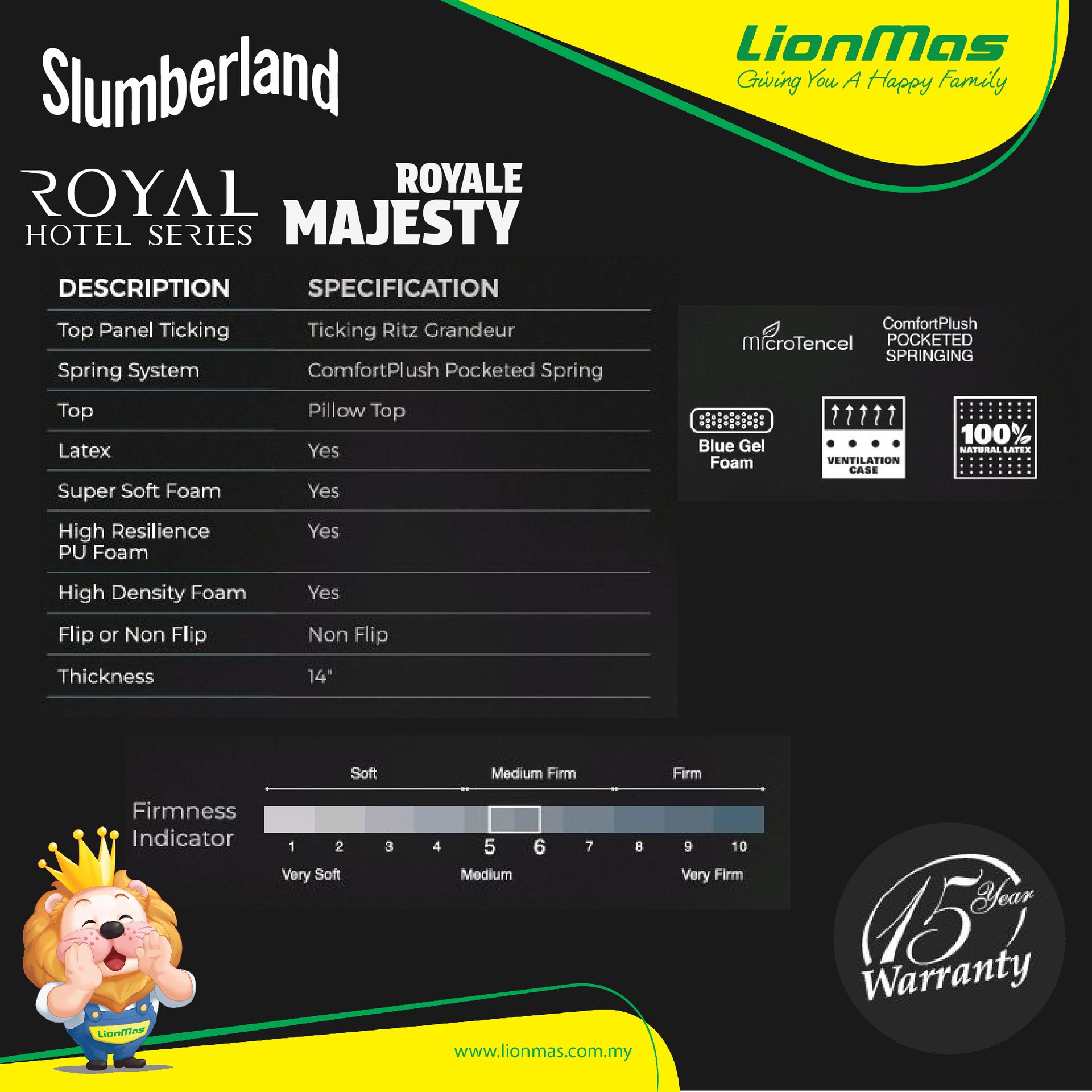 SLUMBERLAND ROYALE MAJESTIC (KING SIZE) + FREE GIFTS