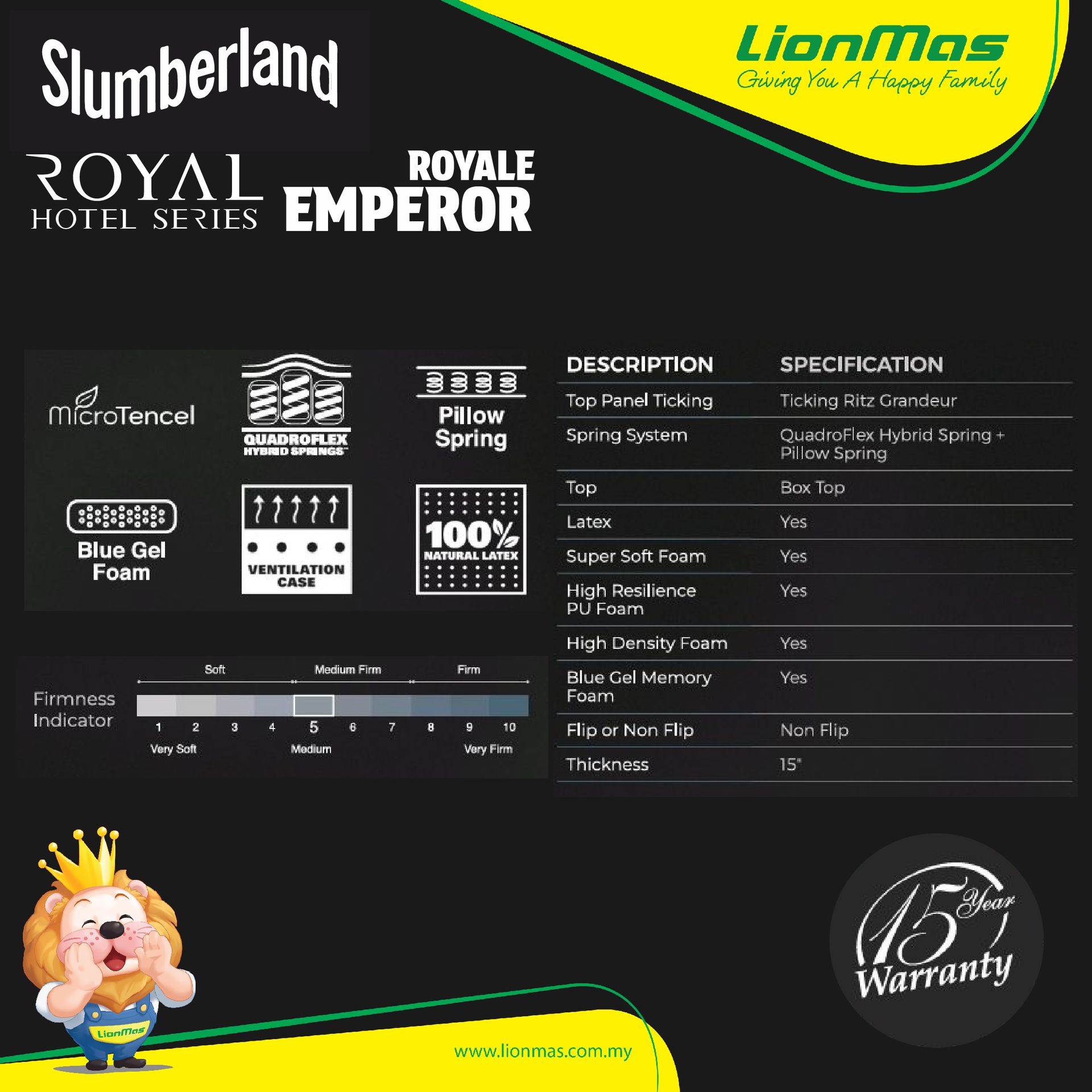 SLUMBERLAND ROYALE EMPEROR (KING SIZE) +FREE GIFTS