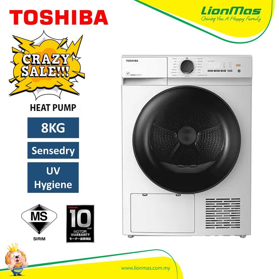Toshiba TD-E80BT21HWM 8KG Heat Pump Dryer Machine Mesin Pengering Baju