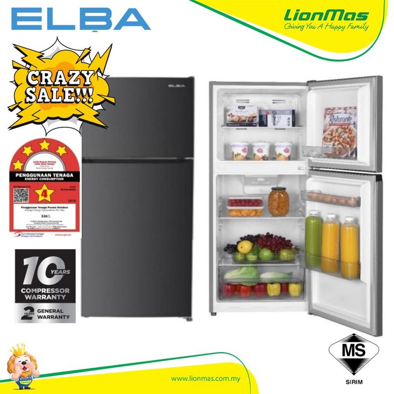 Elba 2 Door Refrigerator 240L ER-R2438(GR) / 2 Door Fridge 240L ERR2438(GR)