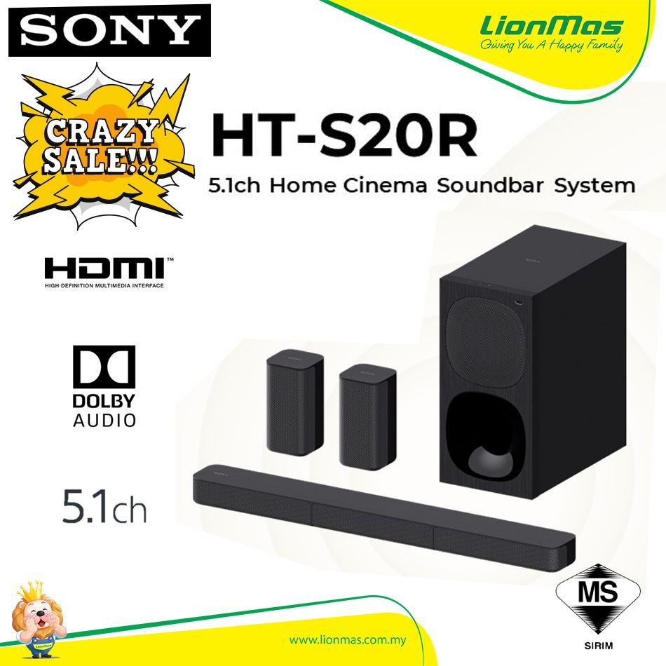 Sony HT-S20R 5.1ch Home Cinema Soundbar System | S20R Sony HT-S20R 5.1ch Home Cinema Soundbar System | S20R