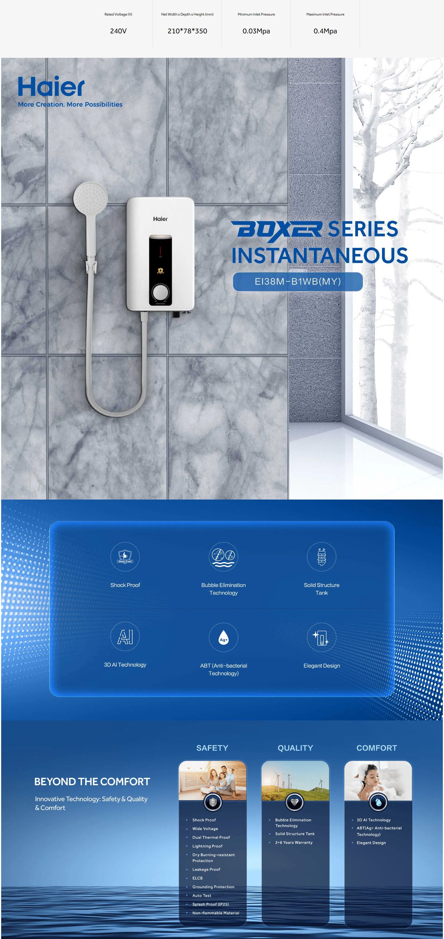 HAIER Instant Water Heater I38M-B1WS(MY)