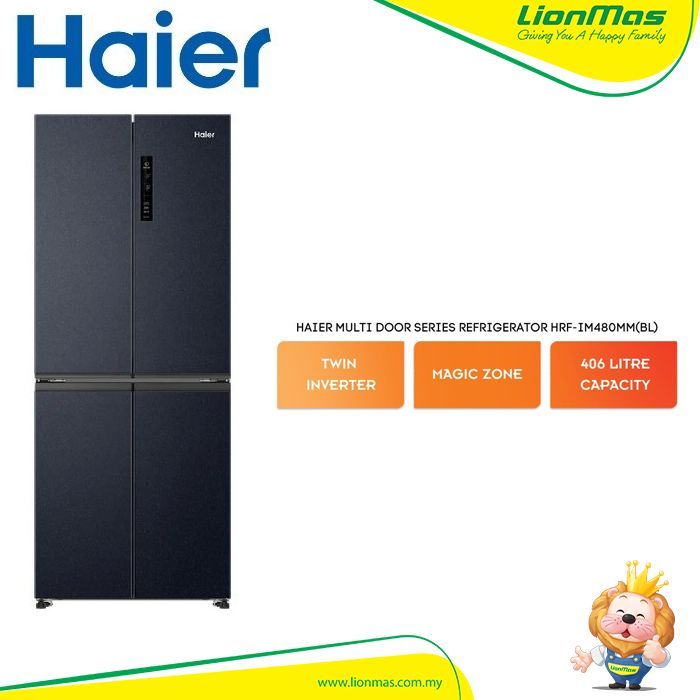 Haier Multi Door Series Refrigerator HRF-IM480MM(BL) Twin Inverter 406 Litre Capacity HRFIM480MMBL Peti Ais
