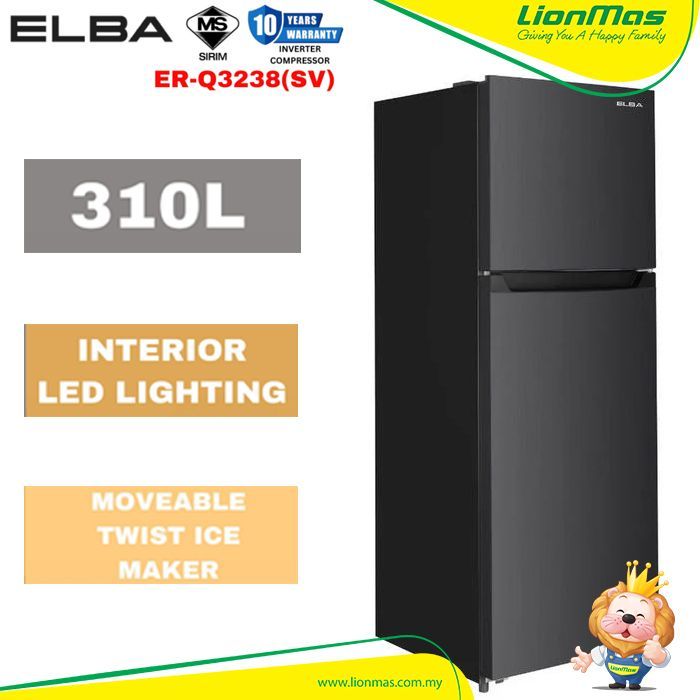 ELBA ER-Q3238(SV) 310L Top Mount Refrigerator I No Frost