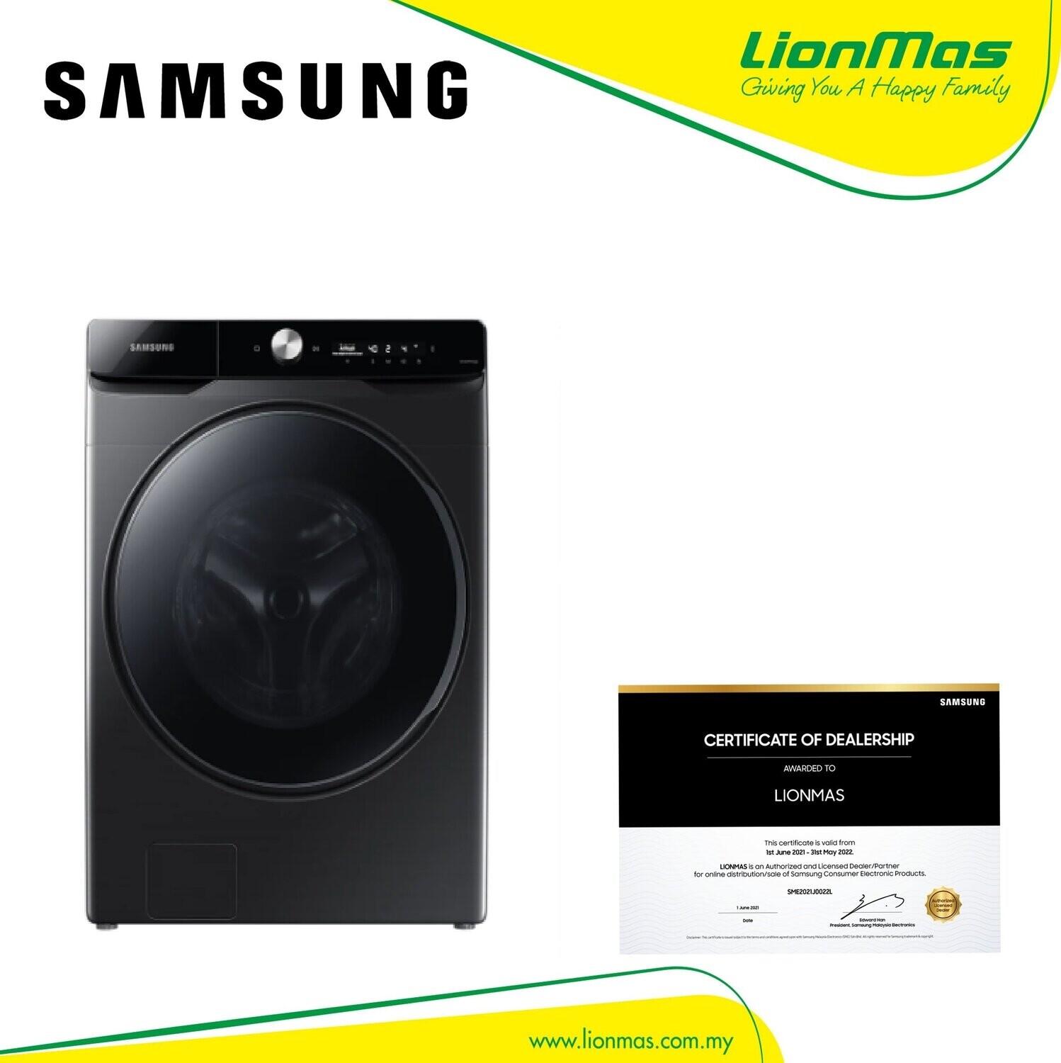 SAMSUNG 21KG WASH/12KG DRY FRONTLOAD WASHER WD21T6500GV/SP