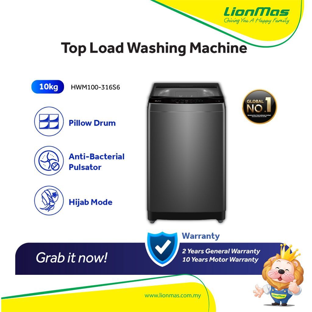 Haier 10kg Hijab mode Top load Washing Machine / Washer / 洗衣机 HWM100-316S6 Haier 10kg Hijab mode Top load Washing Machine / Washer / 洗衣机 HWM100-316S6