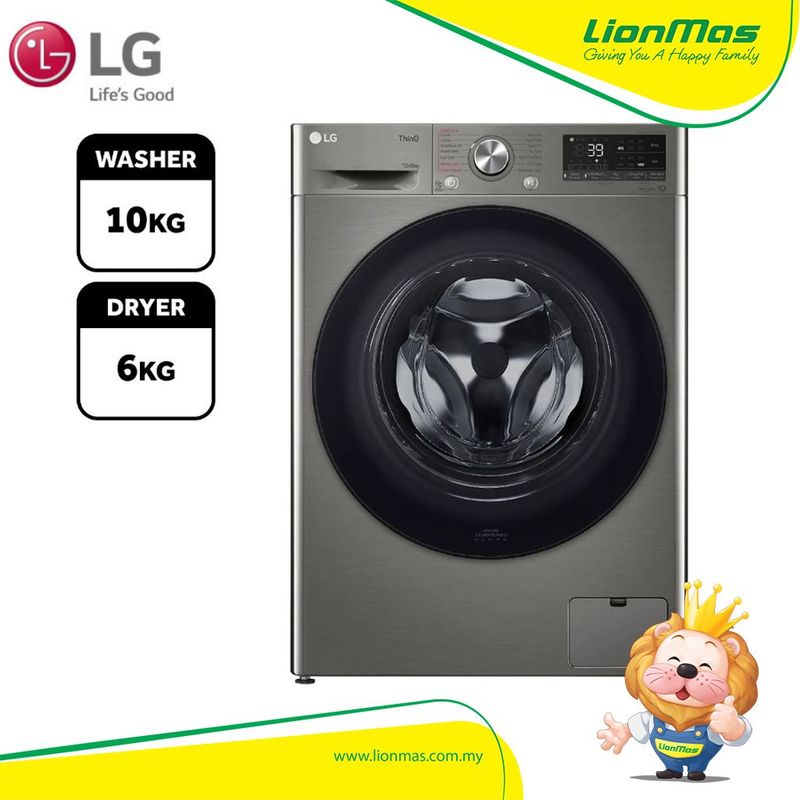 LG FV1410H3P 10KG/6KG FRONT LOAD WASHER DRYER WITH AI DIRECT DRIVE™ & STEAM™ ThinQ™